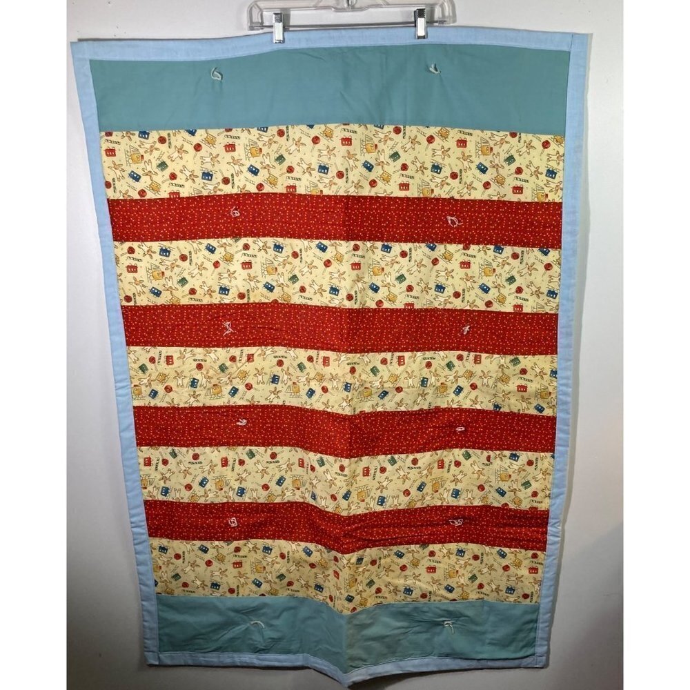 Handmade Hand Tied Quilt Bunny Lollipop Train 35 x 48‎ Red Green Blue